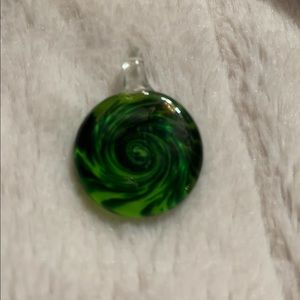 Green swirl art glass pendent